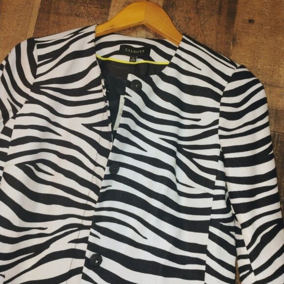NWT Talbots Zebra Striped Pea Coat Button Jacket Size 4 Career Office - Picture 6 of 7